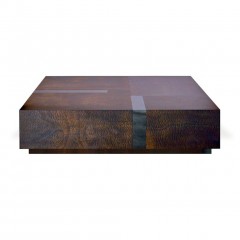 Квадратный стол шоколадного оттенка в отделке металлом - mtk/049