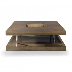 Глянцевый квадратный стол песочного оттенка с вырезом в столешнице - mtk/037