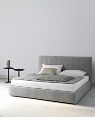 Кровать стального оттенка с декорированным изголовьем - bsn/108