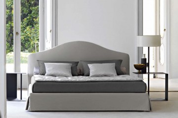 Серая кровать с фигурным изголовьем и юбкой - bsn/107