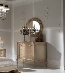 Круглое зеркало в резной бежевой раме - mdg/0753