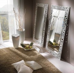 Напольное зеркало в ажурной серебристой раме - mdg/0958