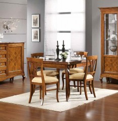 Темно-ореховый раздвижной стол на изогнутых ножках - mdg/0704