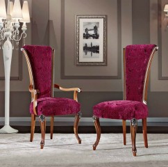 Стул с подлокотниками в бархатной обивке цвета фуксии - mdg/1077
