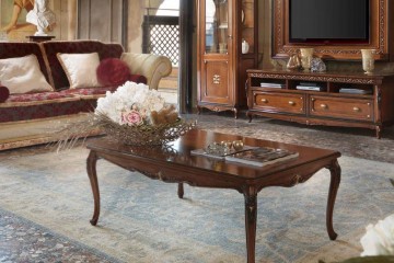 Темно-ореховый прямоугольный стол на подстолье с резным декором - mdg/0973