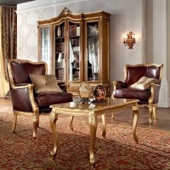 Позолоченный стол на резных изогнутых ножках - mdg/0922