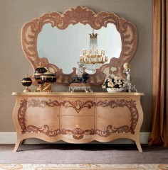 Большое зеркало в широкой фигурной декорированной раме - mdg/0163