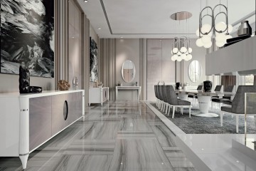 Большая светло-серая столовая из палисандра - fps/052