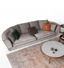 Диван с округлой спинкой в стеганой серой обивке из нубука - tna/232