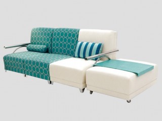 Светлый модульный диван с металлическими подлокотниками - tna/220