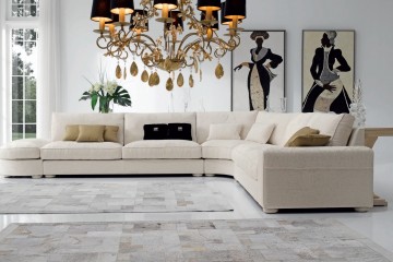 Модульный диван цвета слоновой кости со скругленным углом - tna/195