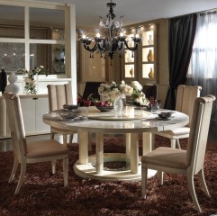 Круглый белый стол на 5 опорах с каннелюрами - tur/277