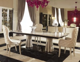 Кожаный стул цвета слоновой кости с фигурной спинкой - tur/286