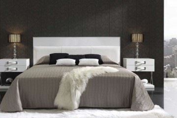 Современная спальня с кроватью и двумя прикроватными тумбами - mamn/0148