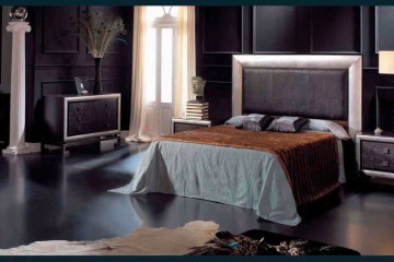 Спальня в отделке из темно-коричневой крокодиловой кожи - mamn/0129