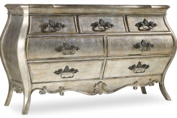 Фигурный серебристый комод с ажурными ручками - hkf/1375