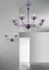 Сиреневая люстра на восемь ламп - sbbg/0188