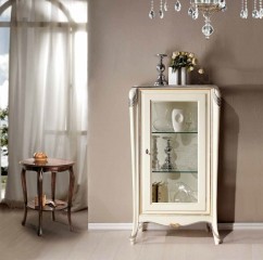 Глянцевый темно-ореховый столик с полкой-проногой - mdg/1109