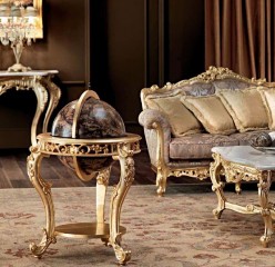 Бар-глобус цвета мокко на позолоченном резном каркасе - mdg/0295