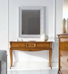 Консоль орехового оттенка с 3 ящиками и резным декором - mdg/0684