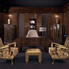 Кабинет с лакированным письменным столом и стеганым креслом - mrvt/0121