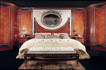 Спальня с двуспальной кроватью и мягкой прямоугольной банкеткой - mrvt/0027