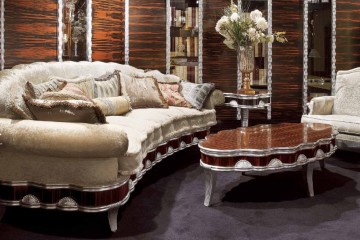 Гостиная с мягкой мебелью в перламутровой текстильной обивке - misg/0216