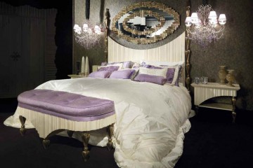 Спальня с кроватью с высоким изголовьем - misg/0314