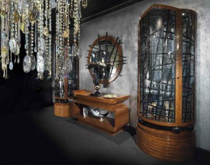 Зеркало круглое в раме из древесины - misg/0300