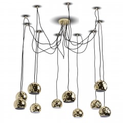 Люстра с 10 круглыми позолоченными плафонами - mwl/196