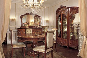 Мебель для столовой с инкрустацией и резьбой в виде листьев - mobm/0141