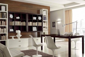 Мебель для кабинета в контрастных тонах – коричневом и белом - mobm/0125