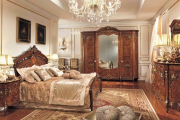 Спальня в классическом стиле с большим шкафом и комодом - mobm/0164