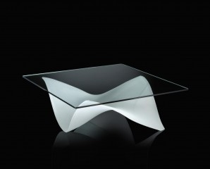 Квадратный столик на дизайнерском белом подстолье - rfa/376