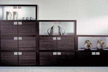 Дизайнерская тумба цвета венге с глухими и стеклянными дверками - rfa/048