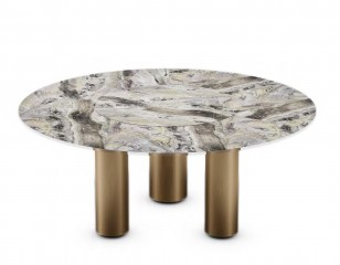 Круглый мраморный стол на 3 бронзовых опорах - rfa/197