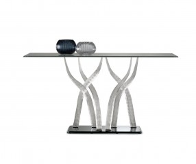 Прямоугольная консоль из тонированного стекла на 4 изогнутых ножках - rfa/079