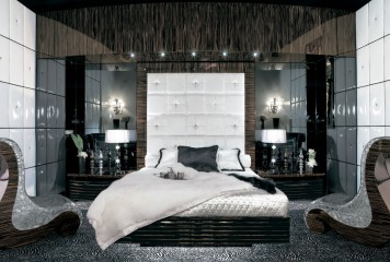 Спальня с двумя креслами на монолитном фигурном основании - mfmn/0260