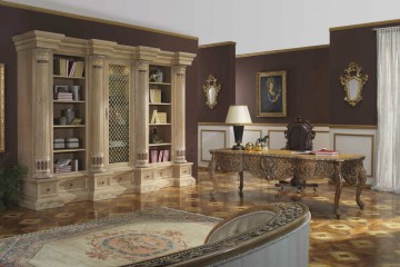 Кабинет с большим книжным шкафом, украшенным колоннами - mfmn/0533