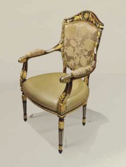 Обеденный стул с подлокотниками в атласной обивке - mfmn/0508