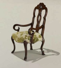 Обеденный стул с резной деревянной спинкой с подлокотниками - mfmn/0518