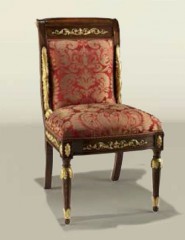 Обеденный стул с резным декором и обивкой с растительным узором - mfmn/0506