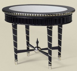 Круглый кофейный столик с вставкой из серебристого металла - mfmn/0154