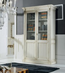 Шкаф-витрина Archivium белый лакированный, стекло с металлической сеткой - matx/0153