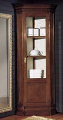Угловой шкаф-витрина коричневый в греческом стиле с одной дверцей - matx/0199