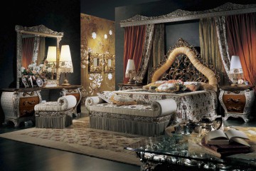 Гарнитур для спальни в бело-оранжевых цветах с литьем - mcpt/139