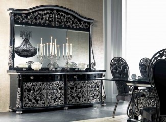 Черно-серебристый буфет, украшенный литьем - mcpt/76