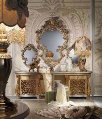 Оригинальное тройное зеркало в фигурной бронзовой раме - mcpt/242