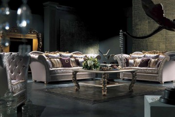 Гарнитур для гостиной в серебристых тонах с мягкой мебелью - mcpt/18