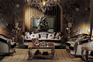 Гарнитур для гостиной с мягкой мебелью бело-коричневого цвета - mcpt/155